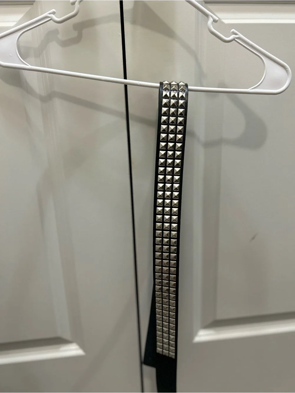 Black Studded Waist Belt with Silver Pyramid Studs